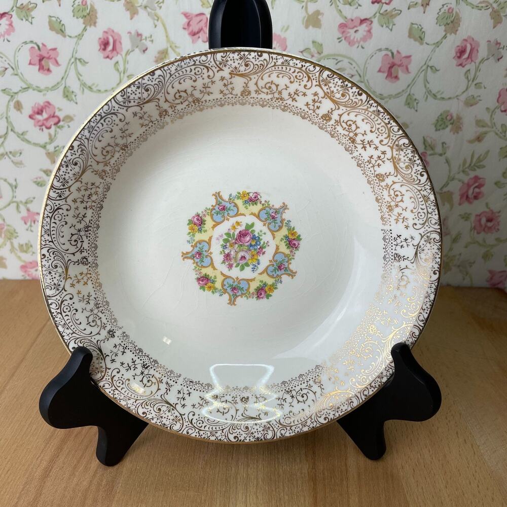 Vtg Coupe Soup Bowl Parisian Center by Lamode China Made in USA Floral Design